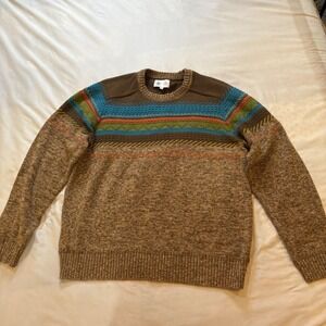 Territory Ahead Men's Sweater XL Brown Blue Green Colorful Knit Crewneck